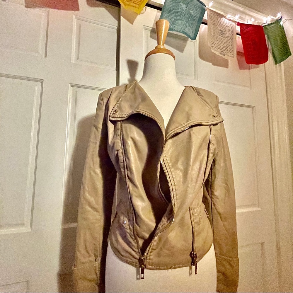 Dual zip faux leather jacket